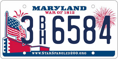 MD license plate 3BH6584