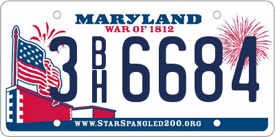MD license plate 3BH6684