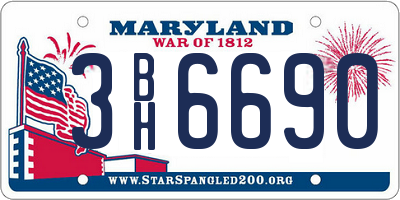 MD license plate 3BH6690