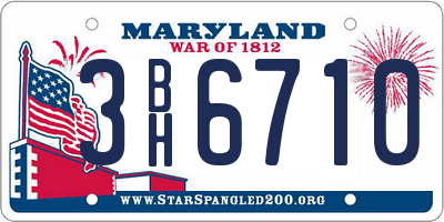 MD license plate 3BH6710