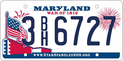 MD license plate 3BH6727