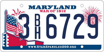 MD license plate 3BH6729