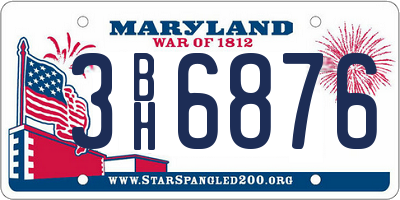 MD license plate 3BH6876