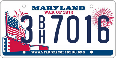 MD license plate 3BH7016