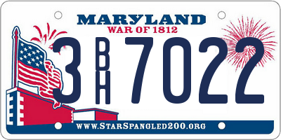 MD license plate 3BH7022