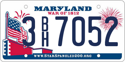 MD license plate 3BH7052