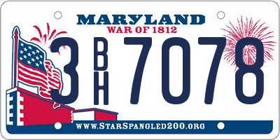 MD license plate 3BH7078