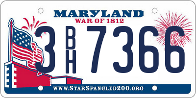 MD license plate 3BH7366