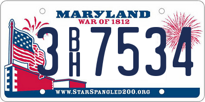 MD license plate 3BH7534