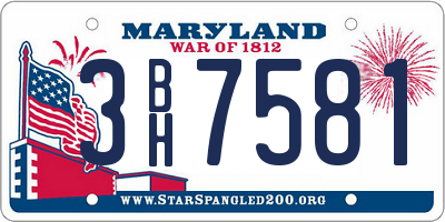 MD license plate 3BH7581