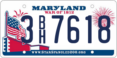 MD license plate 3BH7618