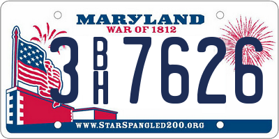 MD license plate 3BH7626