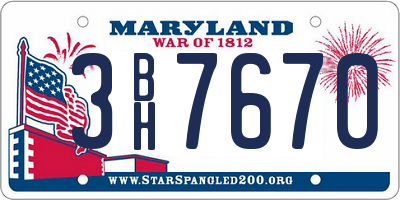 MD license plate 3BH7670