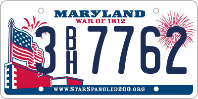 MD license plate 3BH7762