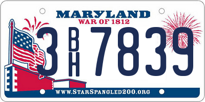 MD license plate 3BH7839