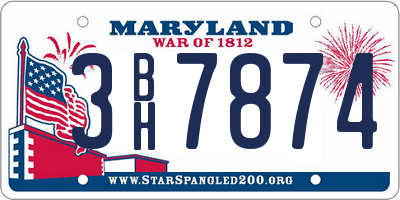 MD license plate 3BH7874