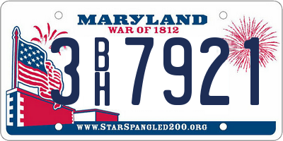 MD license plate 3BH7921