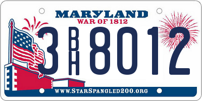 MD license plate 3BH8012