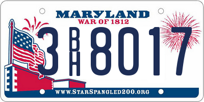 MD license plate 3BH8017
