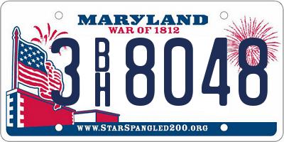 MD license plate 3BH8048