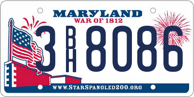 MD license plate 3BH8086