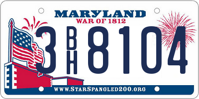 MD license plate 3BH8104
