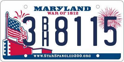 MD license plate 3BH8115