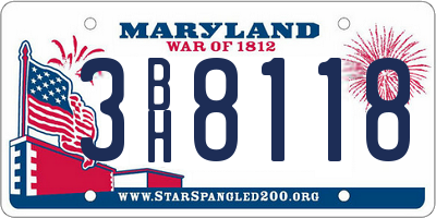 MD license plate 3BH8118