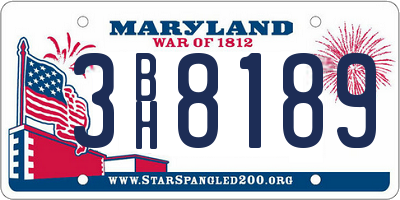 MD license plate 3BH8189