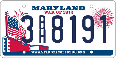 MD license plate 3BH8191