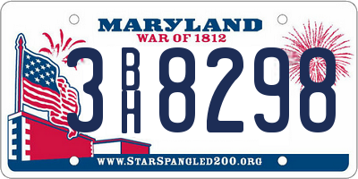 MD license plate 3BH8298