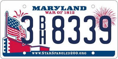 MD license plate 3BH8339
