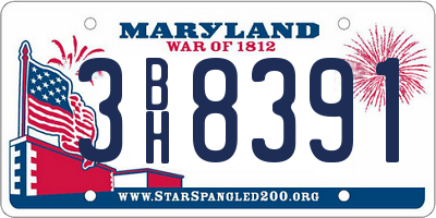 MD license plate 3BH8391