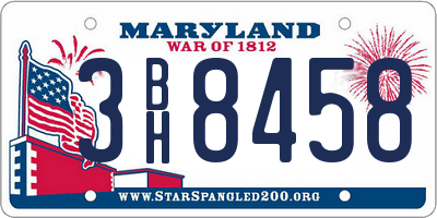 MD license plate 3BH8458