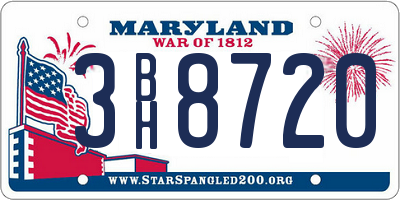 MD license plate 3BH8720