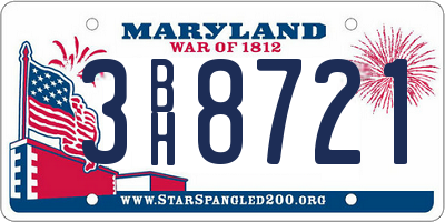 MD license plate 3BH8721