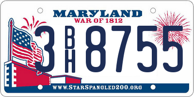 MD license plate 3BH8755