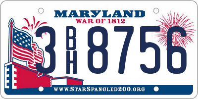 MD license plate 3BH8756