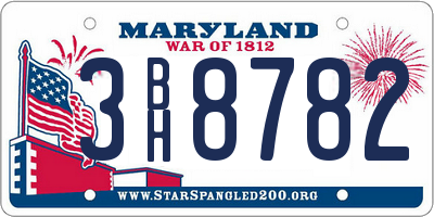 MD license plate 3BH8782