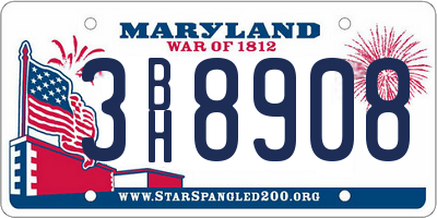 MD license plate 3BH8908