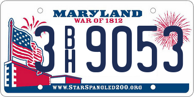 MD license plate 3BH9053