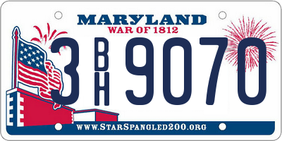 MD license plate 3BH9070