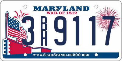 MD license plate 3BH9117