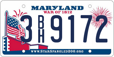 MD license plate 3BH9172
