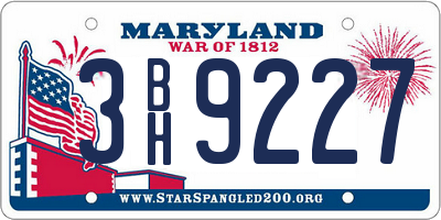 MD license plate 3BH9227