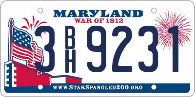 MD license plate 3BH9231