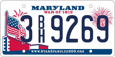 MD license plate 3BH9269
