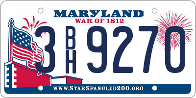 MD license plate 3BH9270