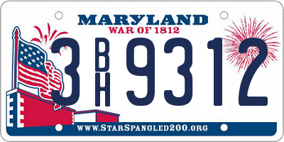 MD license plate 3BH9312