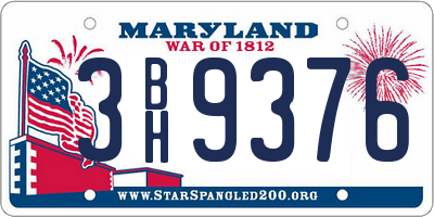 MD license plate 3BH9376